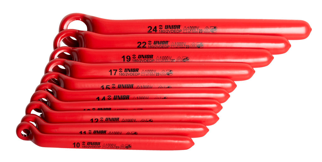 UNIOR KLJUČI OBROČNI IZOLIRANI V GARNITURI Art.180/2VDEDPCB, enostranski, v kartonu 10-24mm/10kos (612677)