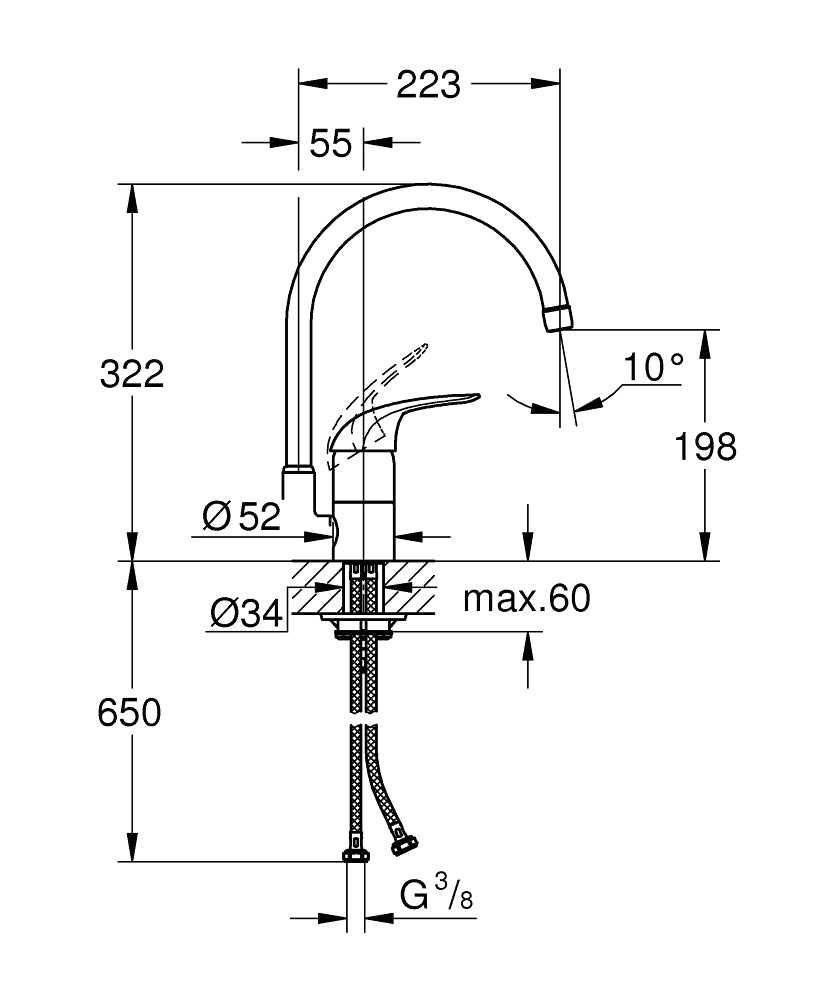 PIPA GROHE EUROECO VIS. KUH. 32752 000