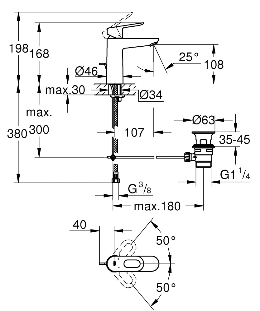 PIPA GROHE BAULOOP ZA UMIVALNIK M 23762 000