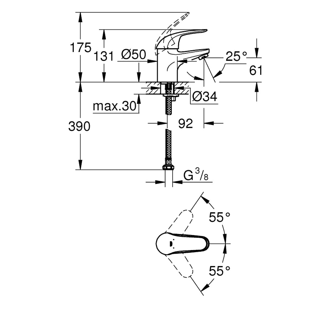 PIPA GROHE EUROECO ZA UMIV BREZ SIFO 32734 000