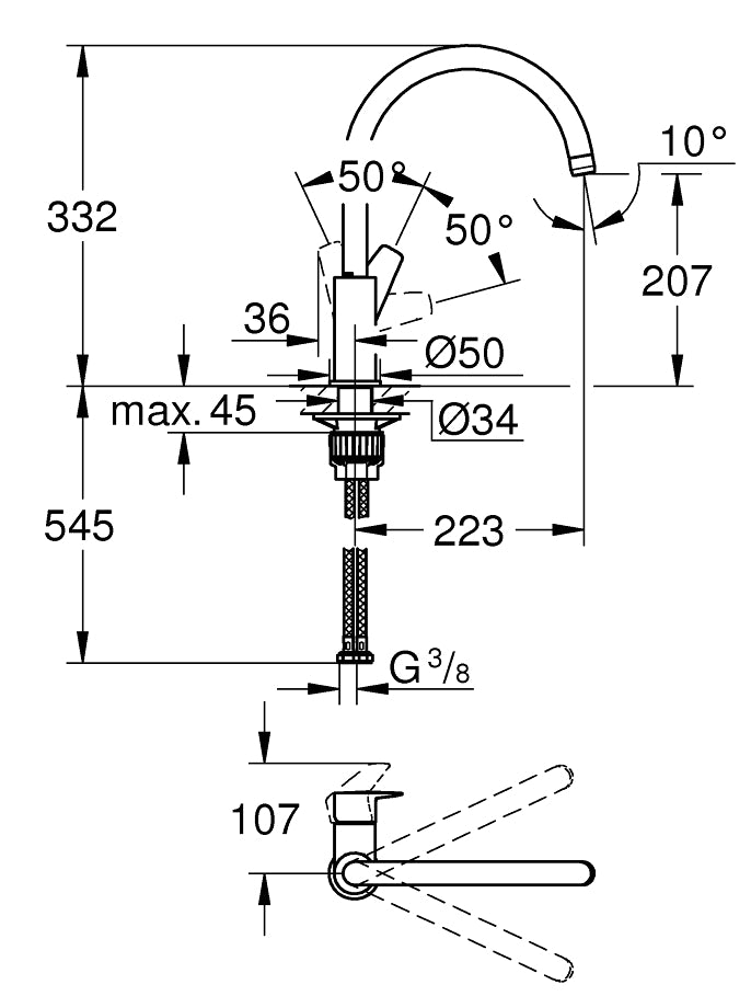 PIPA GROHE BAUEDGE KUHINJSKA VISOKA 31367 001