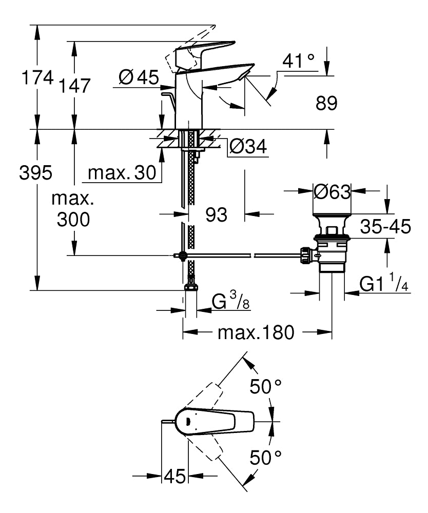 PIPA GROHE BAUEDGE ZA UMIVALNIK S 23328 001