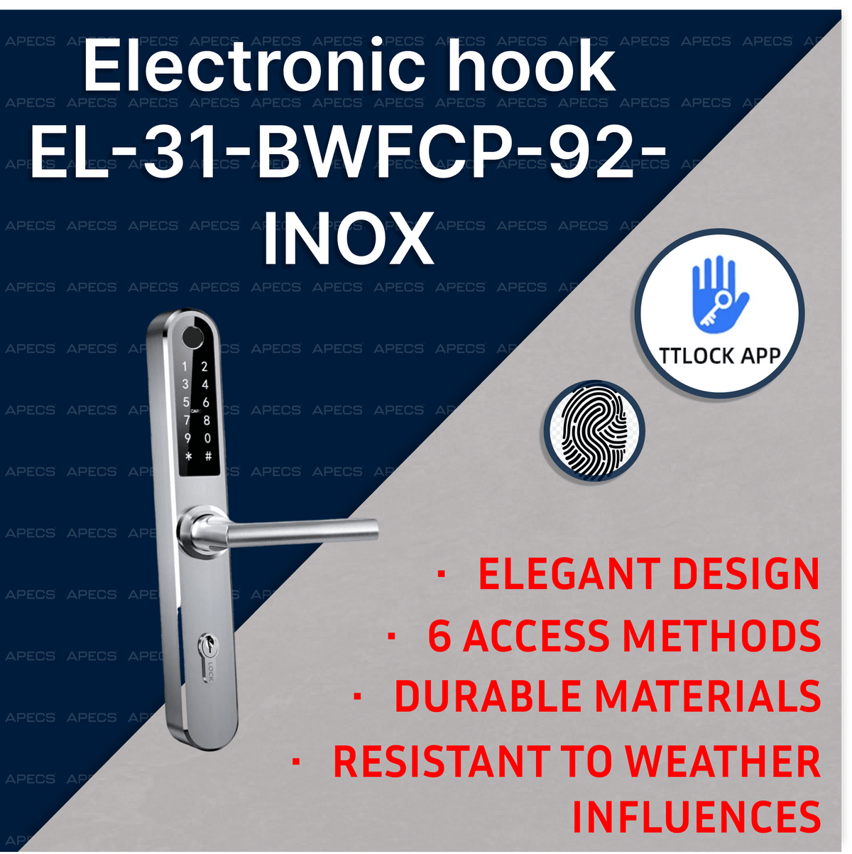 Elektronska ključavnica APECS EL-31-BWFCP-92-INOX (w/o body)