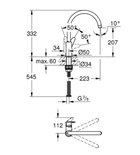 PIPA GROHE BAUCURVE ZA 31536 001
