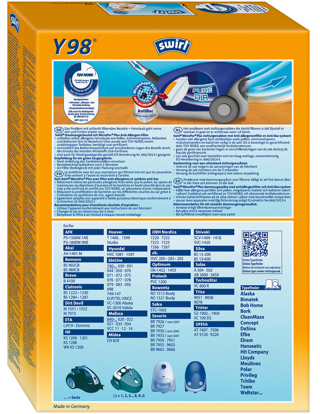 Swirl vrečke za sesalec Y 98