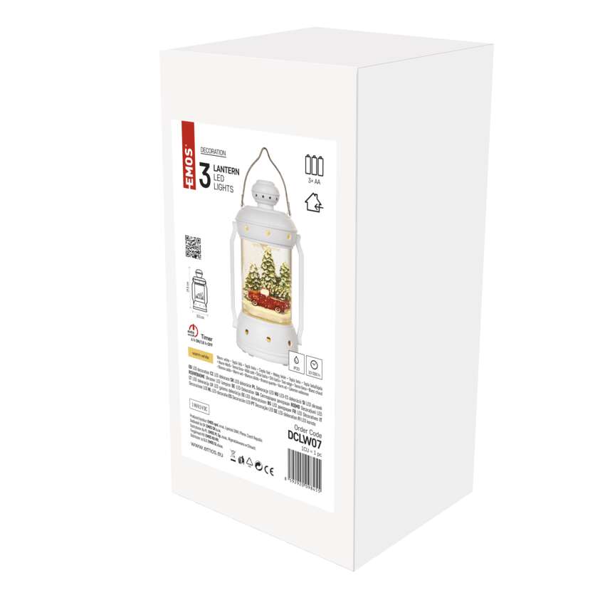 LED božična laterna, 19,5 cm, 3x AA, notranja, topla bela, časovnik