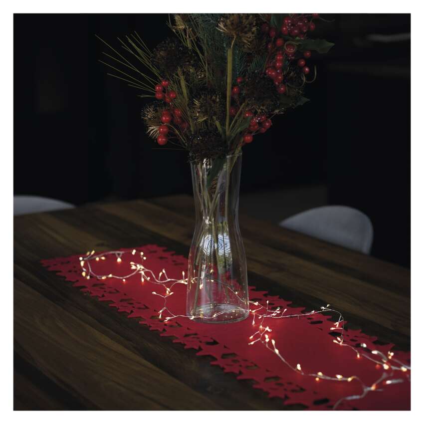 LED božična nano veriga – jež, 2,4 m, 3x AA, notranja, topla bela, časovnik