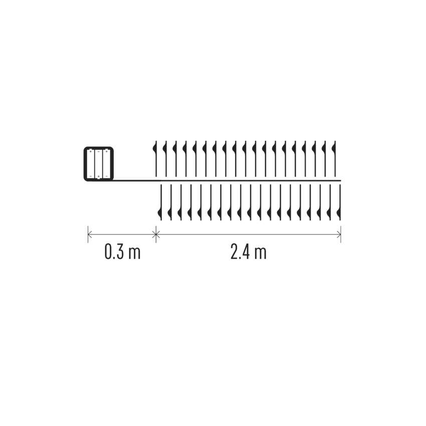 LED božična nano veriga – jež, 2,4 m, 3x AA, notranja, hladna bela, časovnik