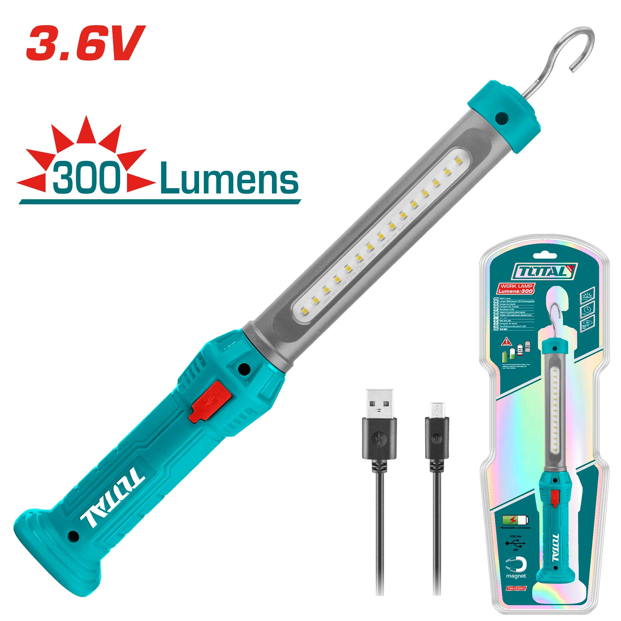 Akumulatorska delovna svetilka LED 300lm (TWLI35261) TOTAL