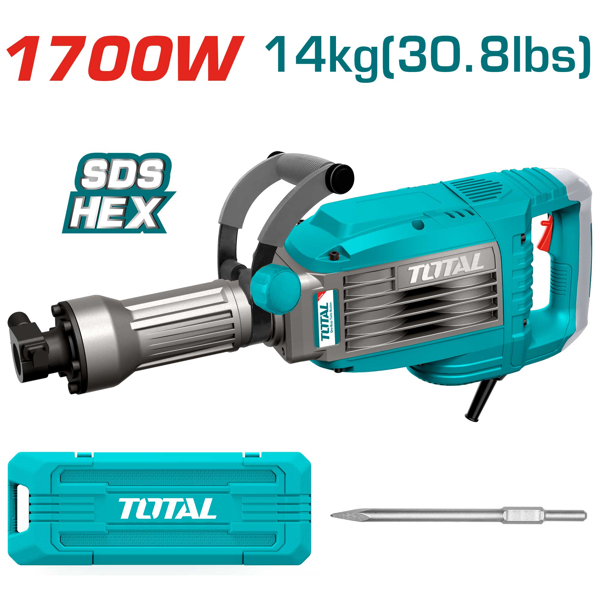 Električno kladivo za rušenje 1700W, SDS Hex 30mm/1900bpm /50J/ INDUSTRIAL (TH217068) TOTAL