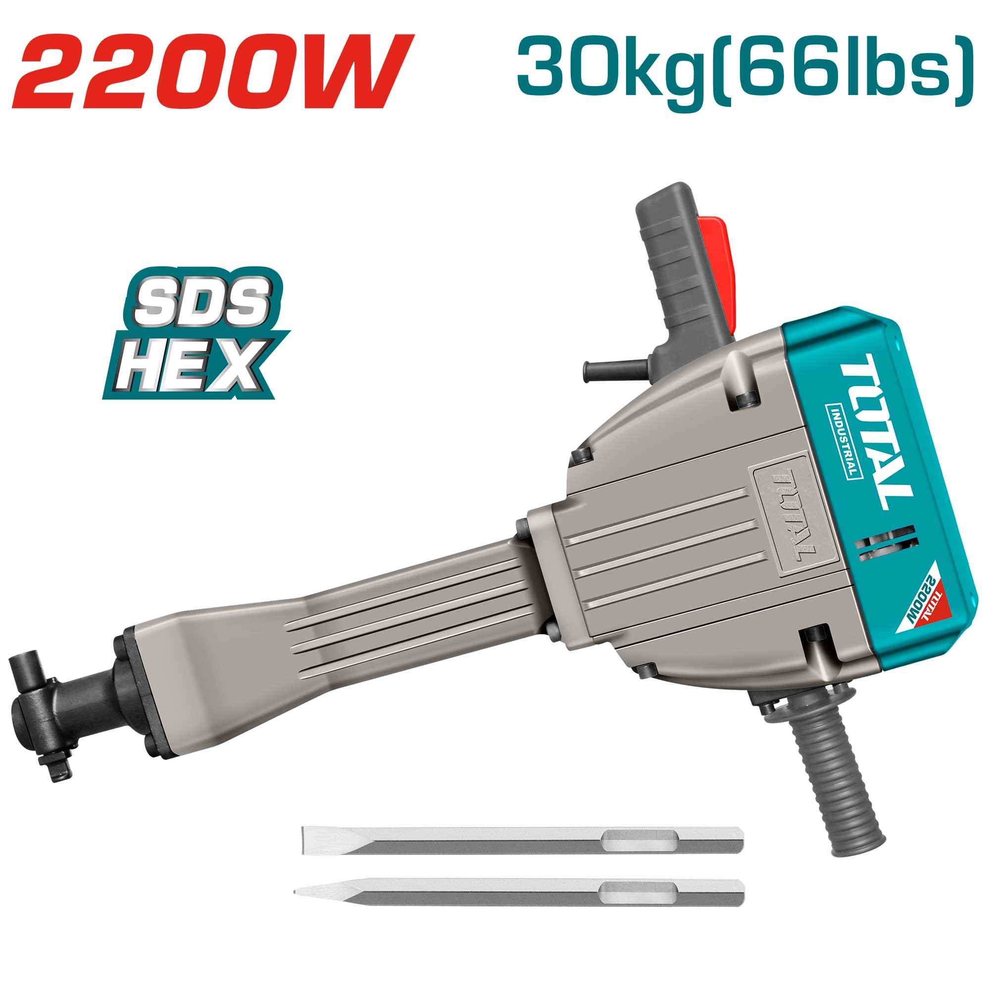 Električno kladivo za rušenje 2200W, SDS Hex 30mm/950bpm /75J/ INDUSTRIAL (TH220502) TOTAL