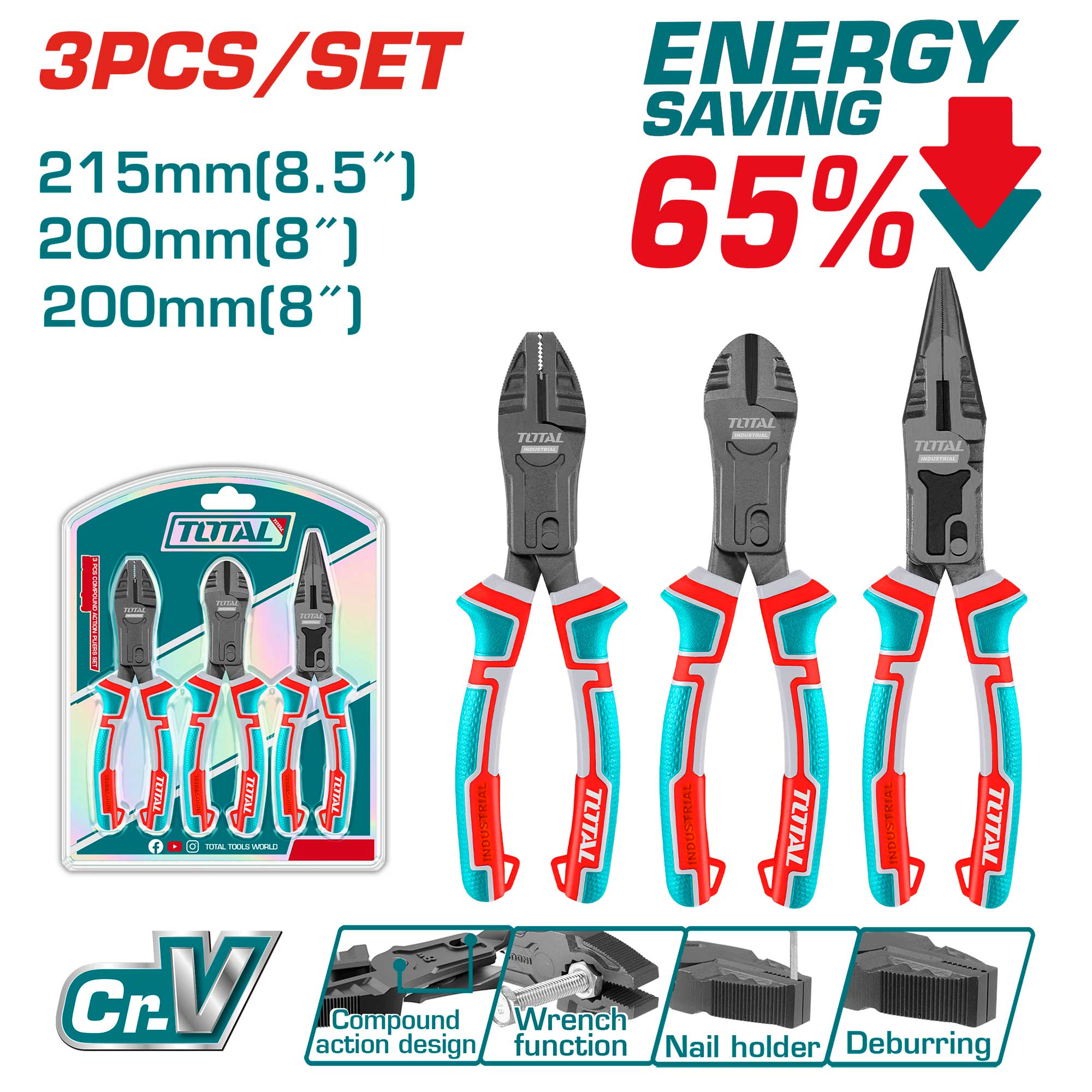 3-delni set klešče / -65% energije/ INDUSTRIAL (THT2CK231S)