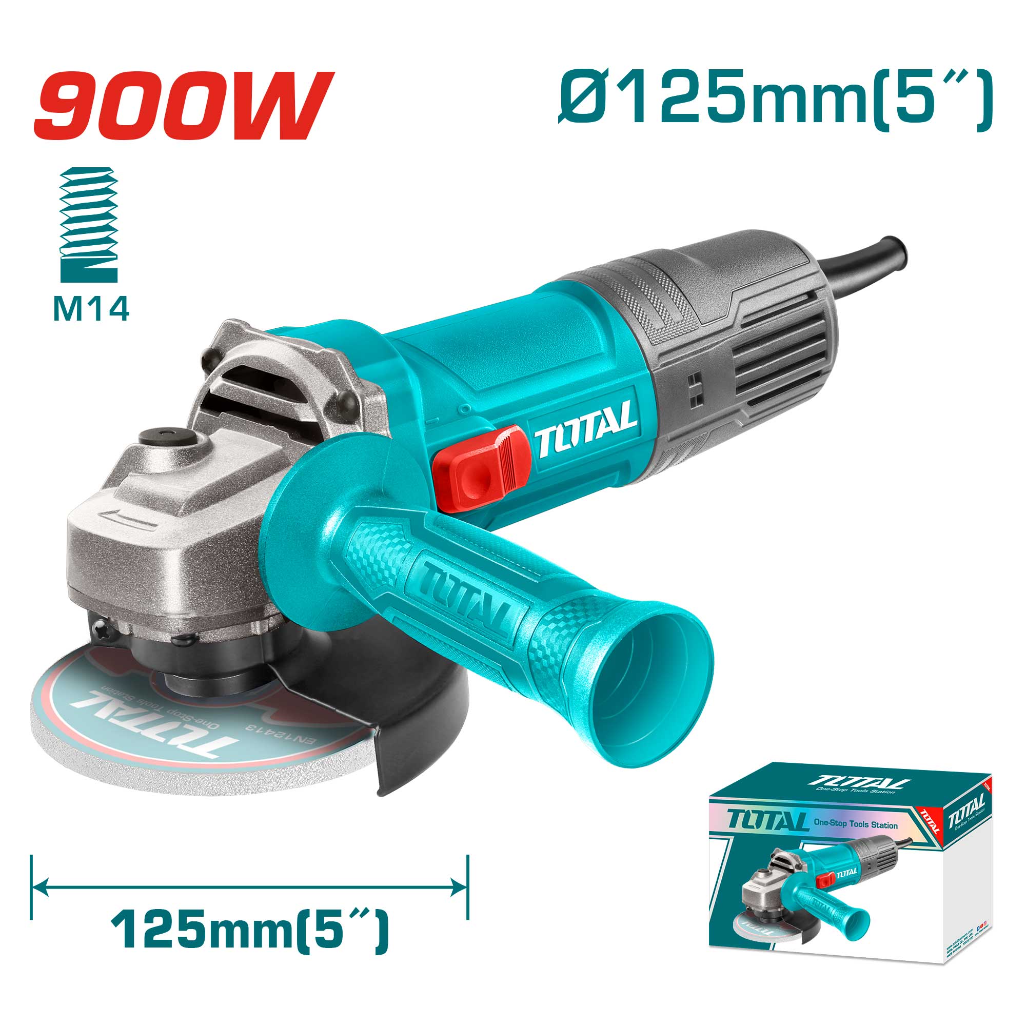 Električni kotni brusilnik 900W, 12000rpm/125mm/ INDUSTRIAL (TG10912556E) TOTAL