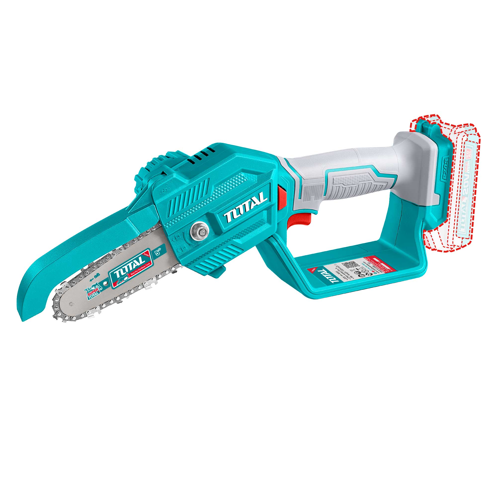 Akumulatorska mini verižna žaga 130mm, 20V/2.0Ah-7.5Ah/P20S (Brez baterije) (TGSLI2058) TOTAL
