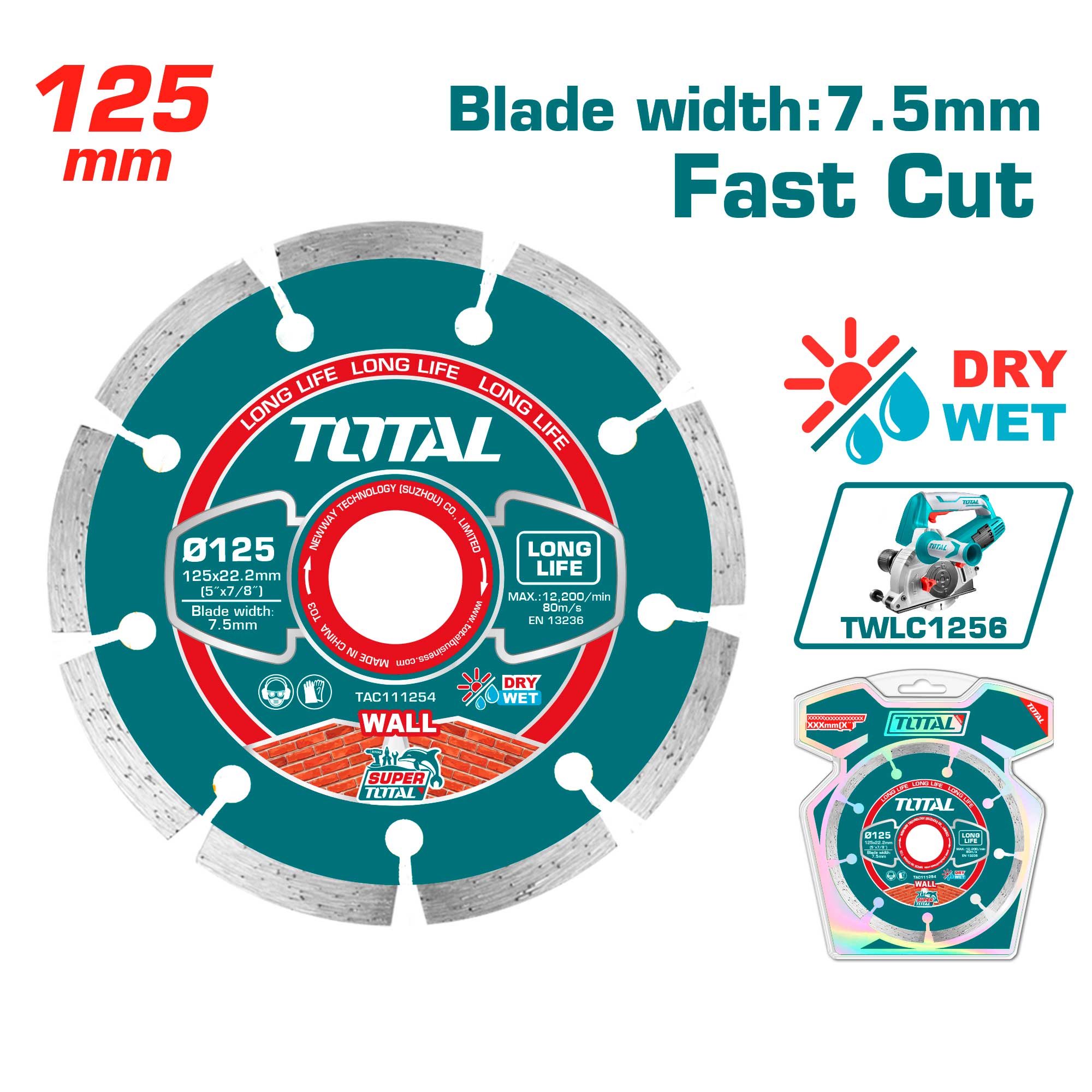 Diamantna rezalna plošča 125mm / INDUSTRIAL (TAC111254) TOTAL