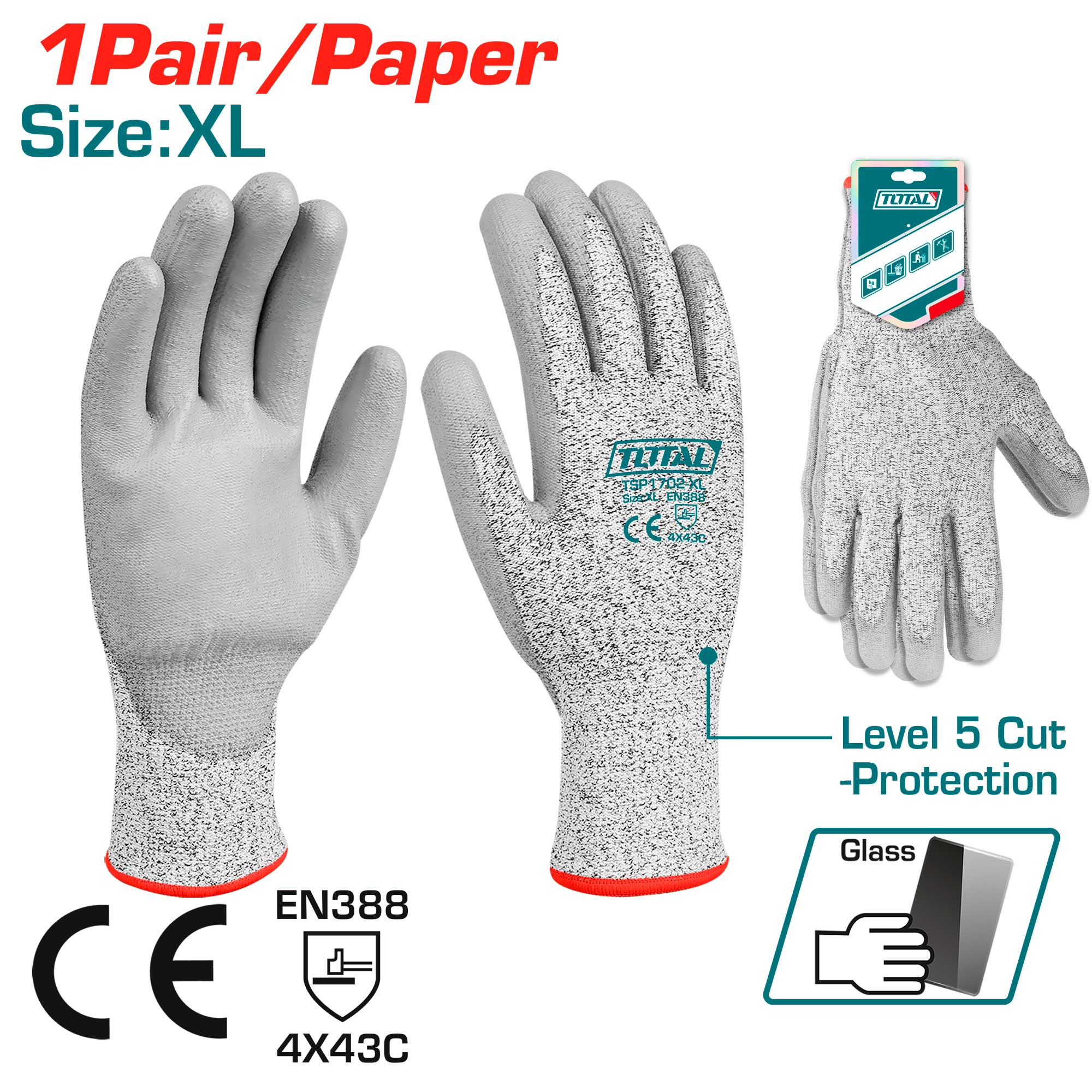 Rokavice proti urezninam 1702 / Raven 5 / 4X43C/ INDUSTRIAL (TSP1702-XL)