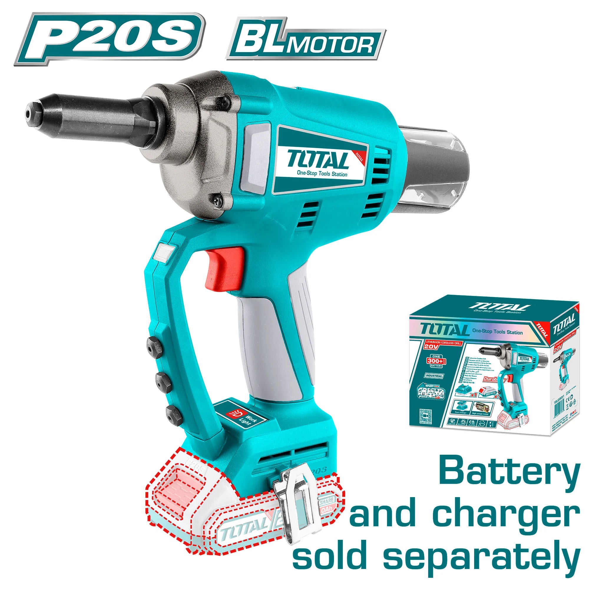 Akumulatorsko orodje za kovičenje 20V/20kN/25mm/P20S/ INDUSTRIAL (Brez baterije) (TRTLI2005) TOTAL
