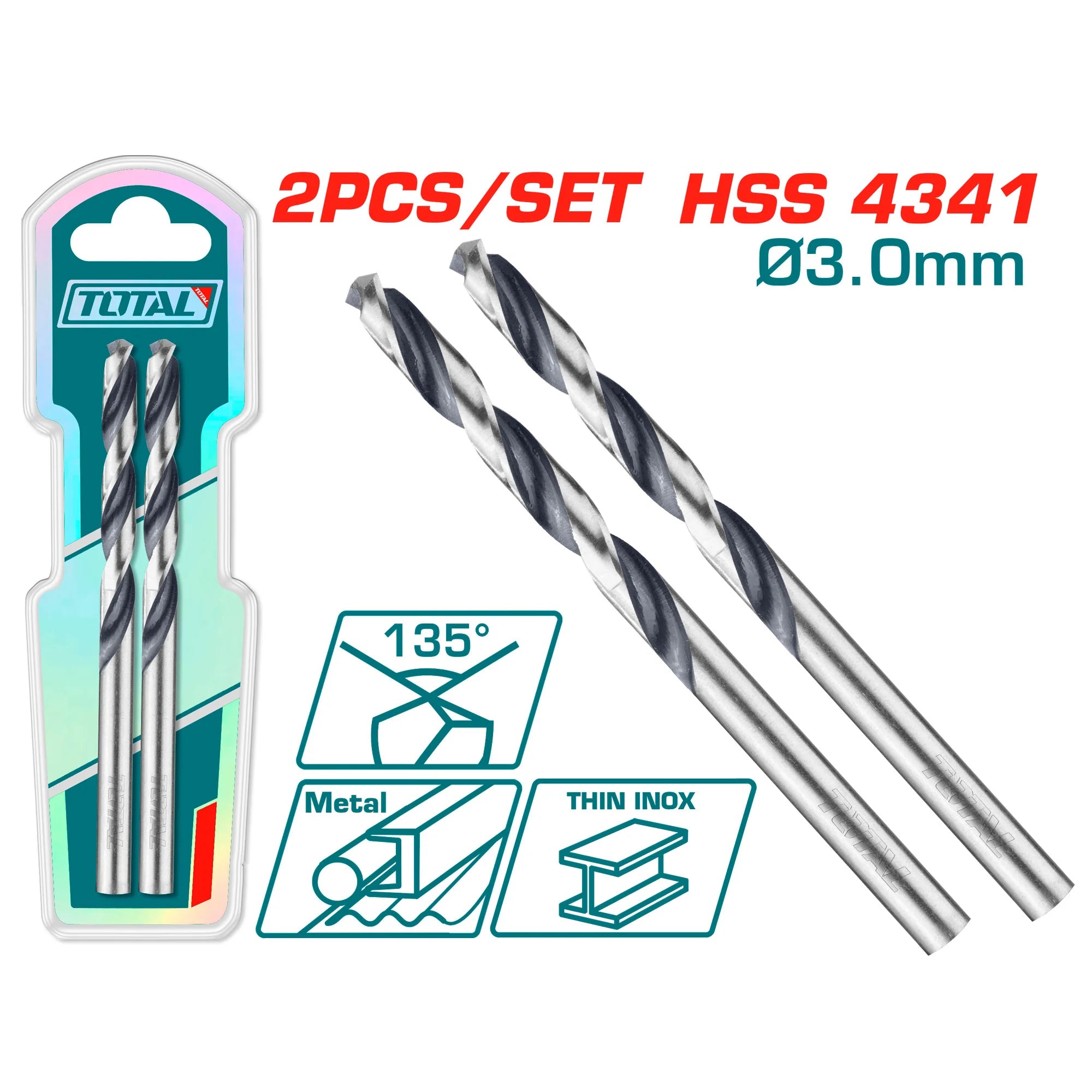 HSS 4341 vrtalni sveder 3mm / 2pcs / INDUSTRIAL (TAC1200034) TOTAL