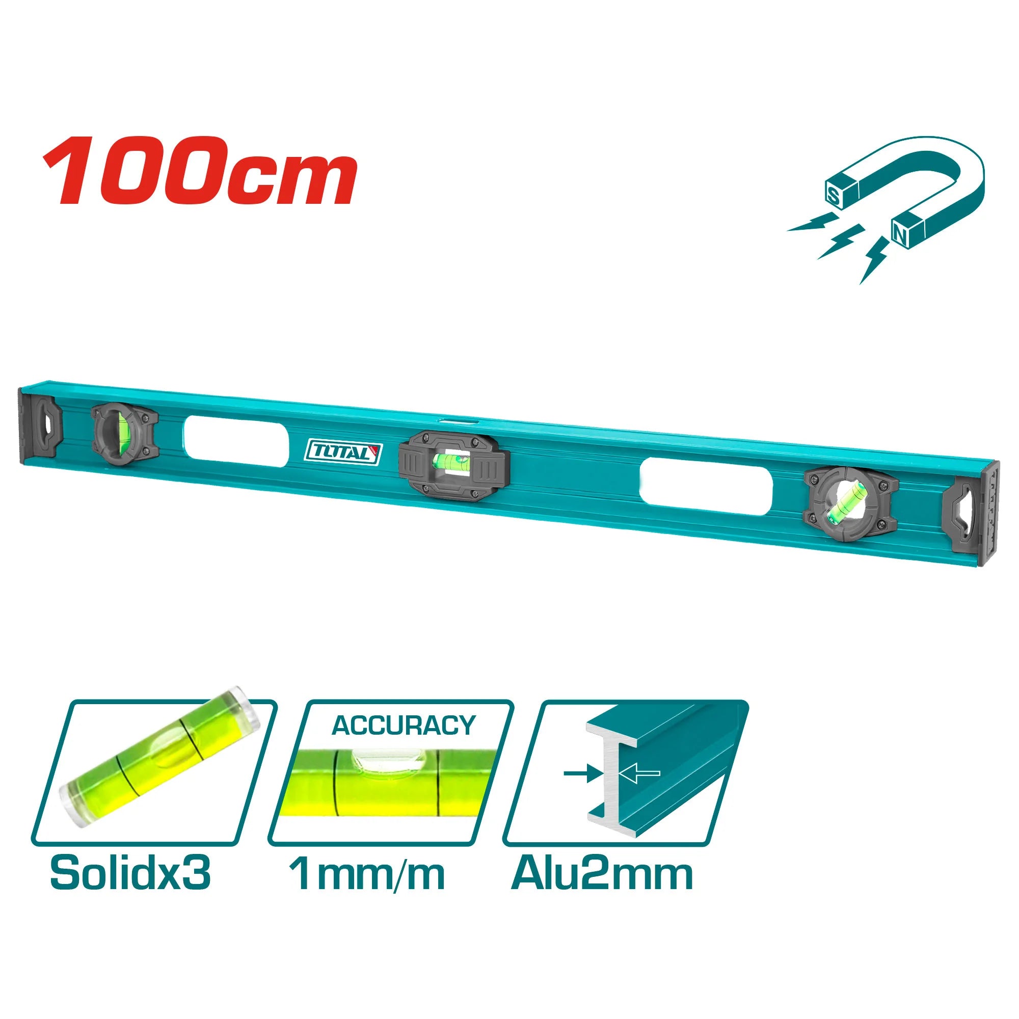 Vodna tehtnica/libela 100cm z magnetom (TMT210026) TOTAL