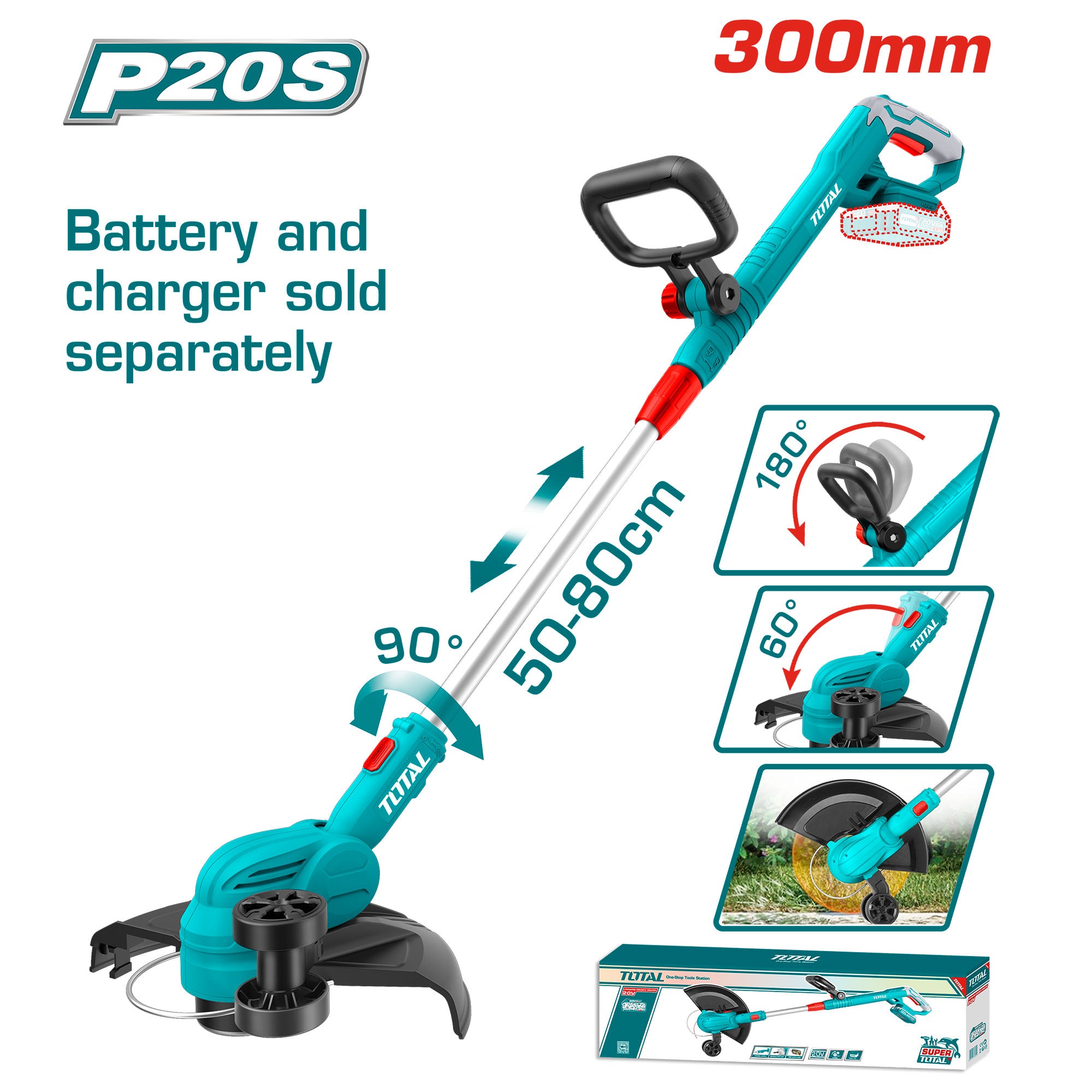 Akumulatorska kosilnica za travo 300mm/20V/2.0Ah-7.5Ah/P20S /INDUSTRIAL (Brez baterije) (TGTLI20328)