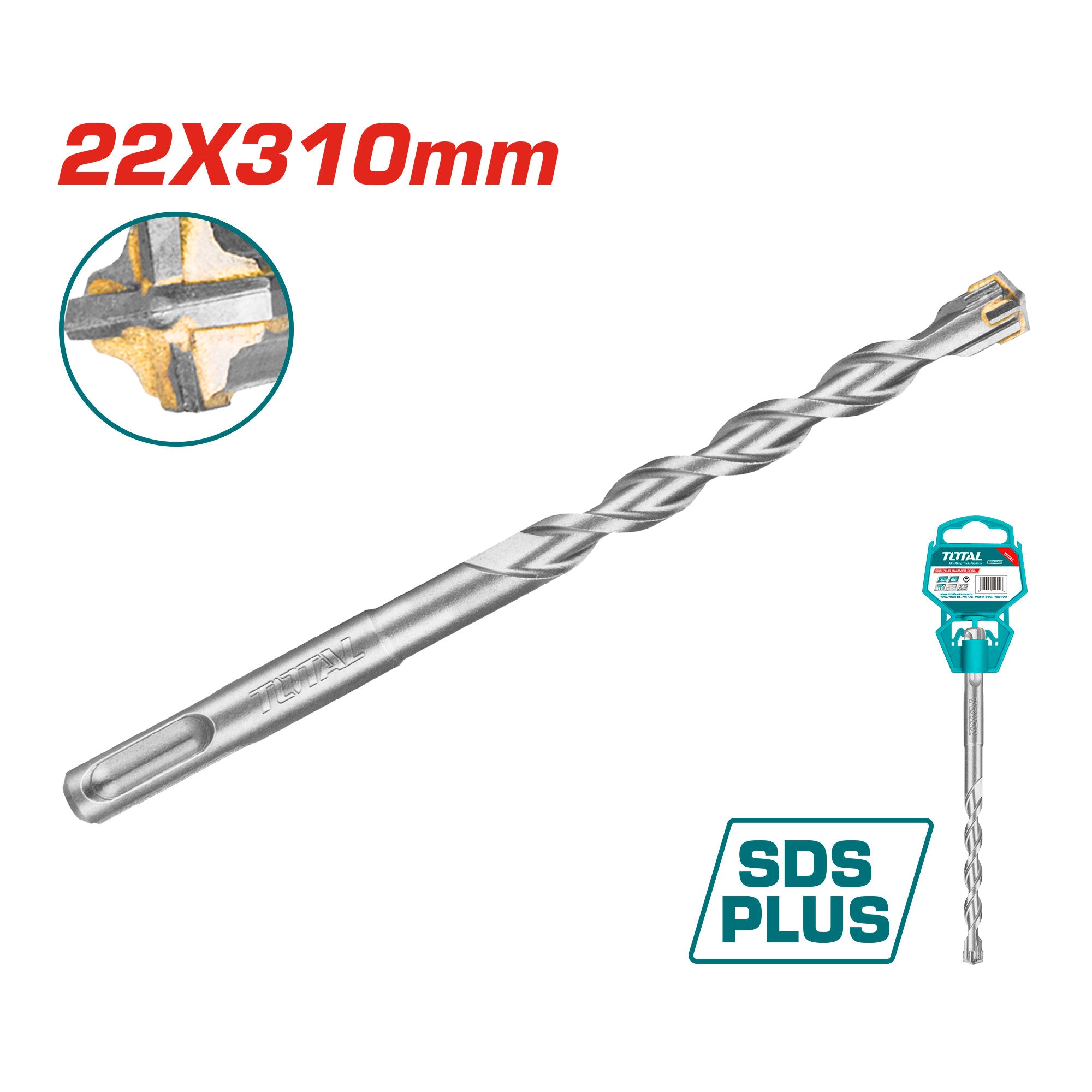 SDS plus sveder 22x310mm /križna konica /INDUSTRIAL (TAC312204C) TOTAL