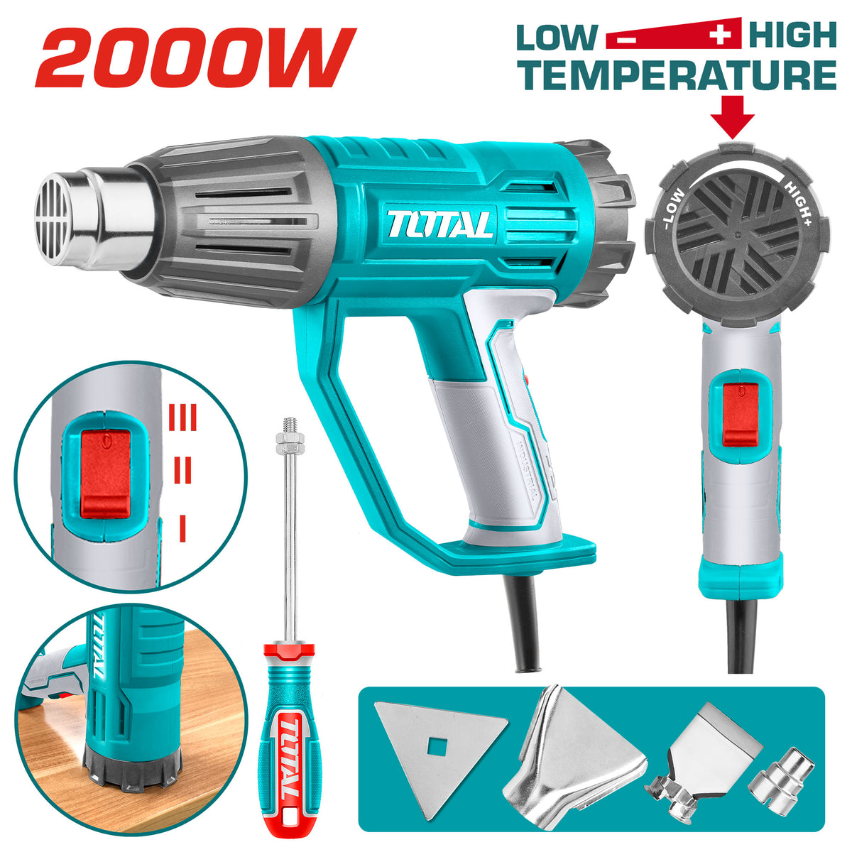 Toplotna pištola (fen) 2000W / 50°C/ 50-450°C/ 50-550°C / 450 L/min /INDUSTRIAL (TB20045)