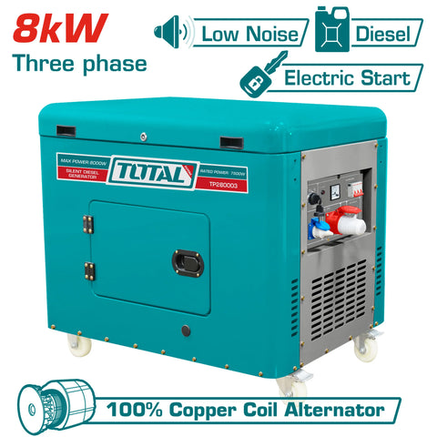 Tihi dizelski generator 8kW, 25L/9KM/9ur/3000rpm (TP280003) TOTAL