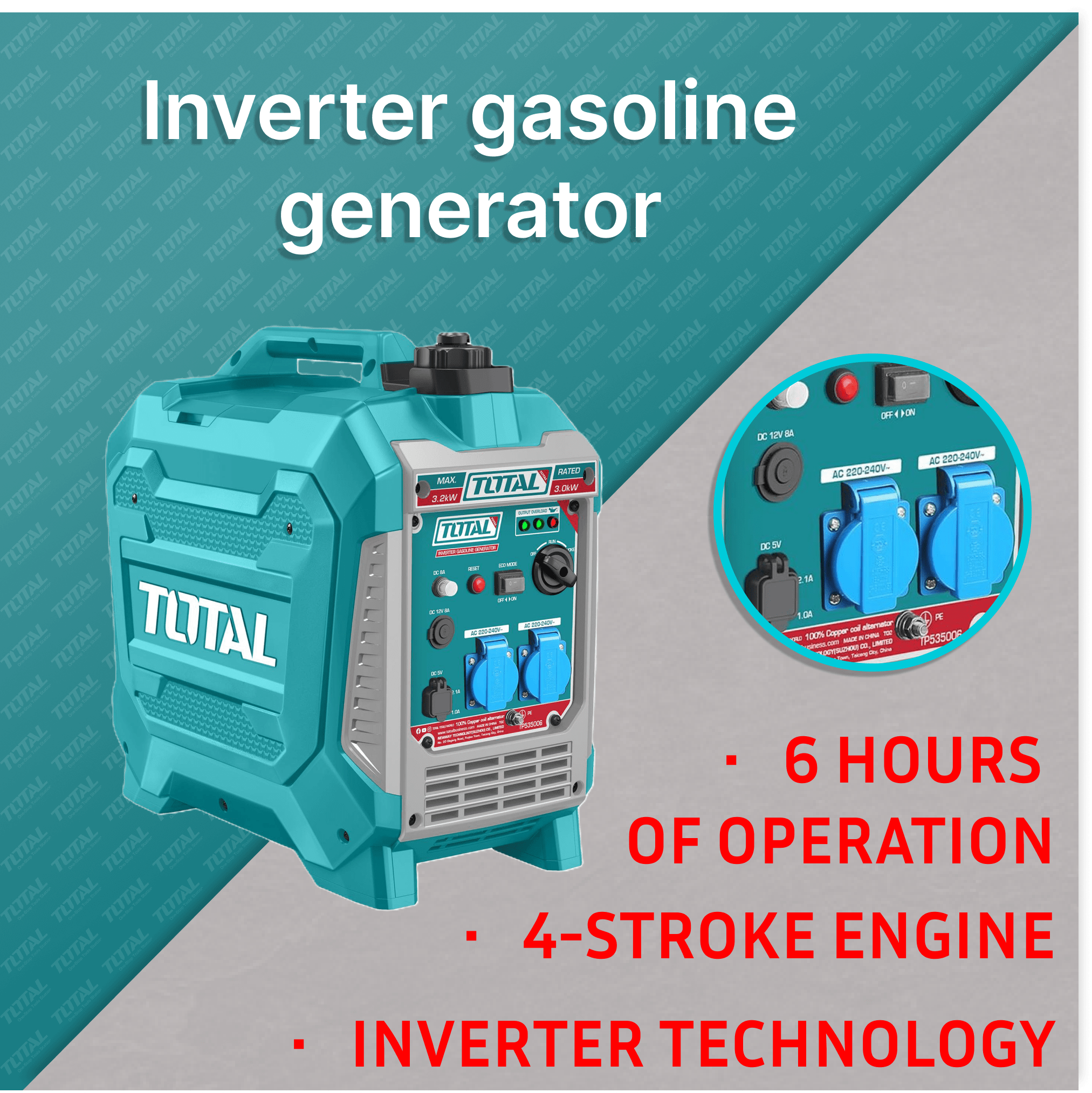Inverterski bencinski generator 3.2KW/6.3L/ INDUSTRIAL (TP535006)