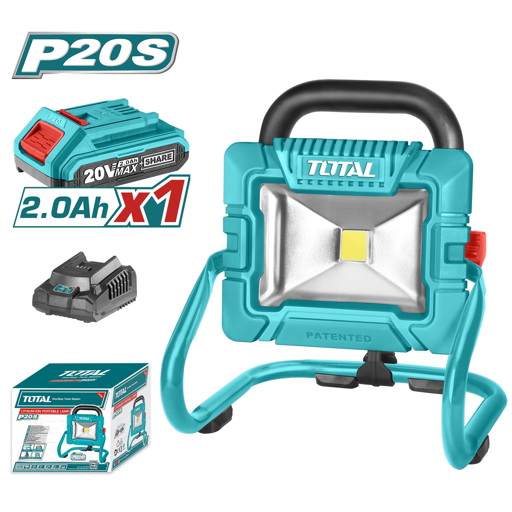 Akumulatorski prenosni reflektor 20W / 1800lm / P20S (SET Baterija 1x2Ah, Polnilec) (TWLI20258) TOTAL