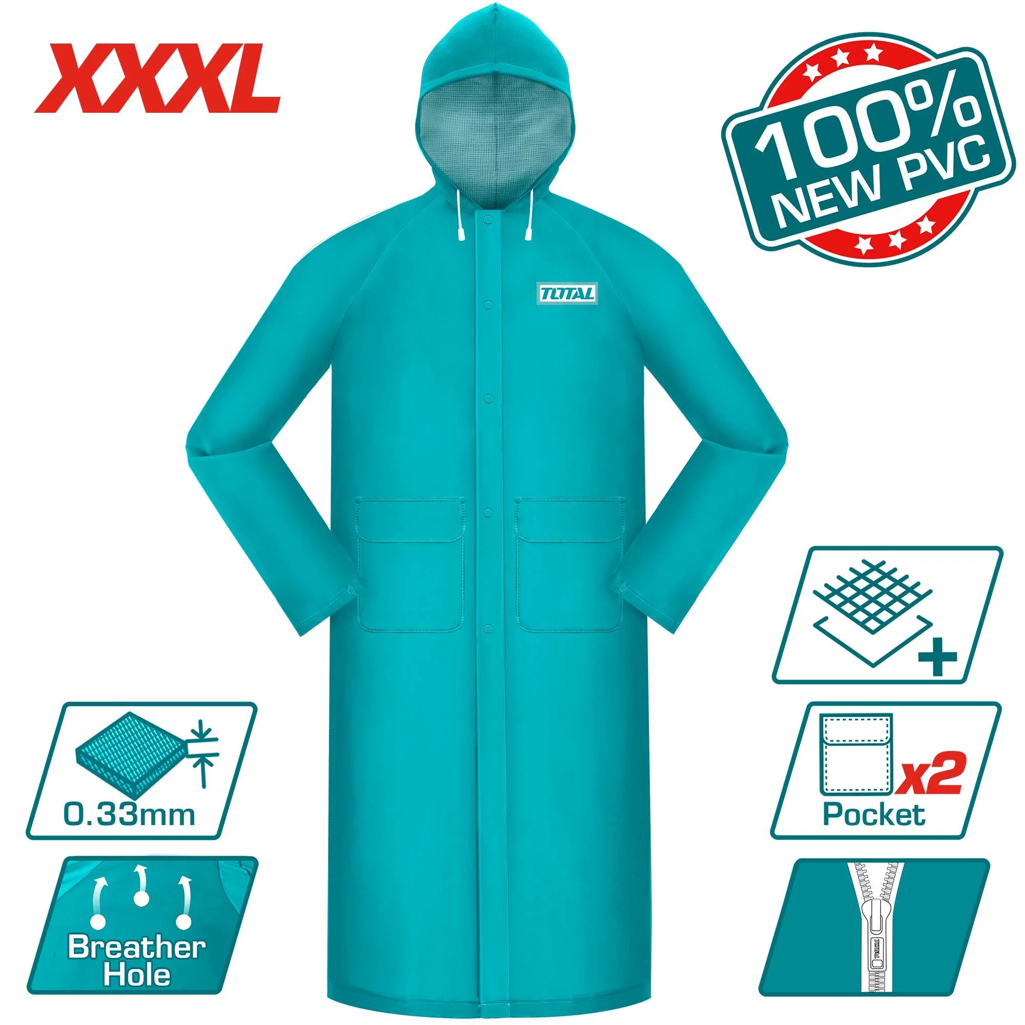 Dežni plašč 120cm št.XXXL / INDUSTRIAL (THTRC031.XXXL) TOTAL