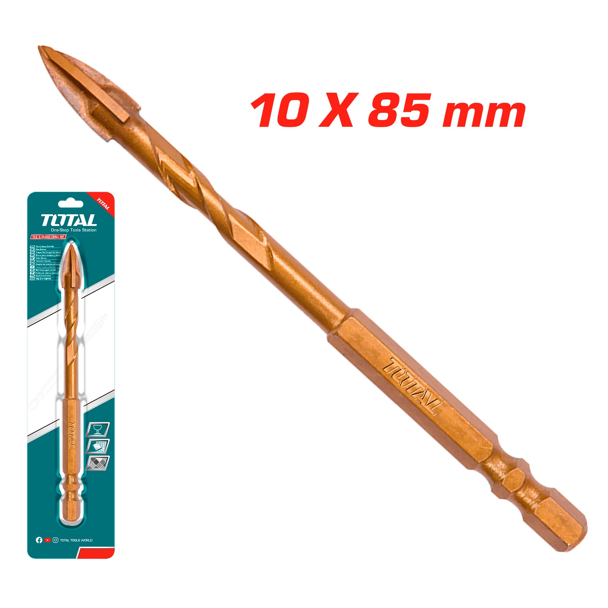 HEX Sveder za steklo, keramiko, ploščice 10x85mm /IND (TACG201012) TOTAL
