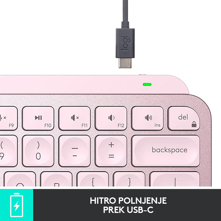 Tipkovnica Logitech MX Keys Mini, roza, SLO g.