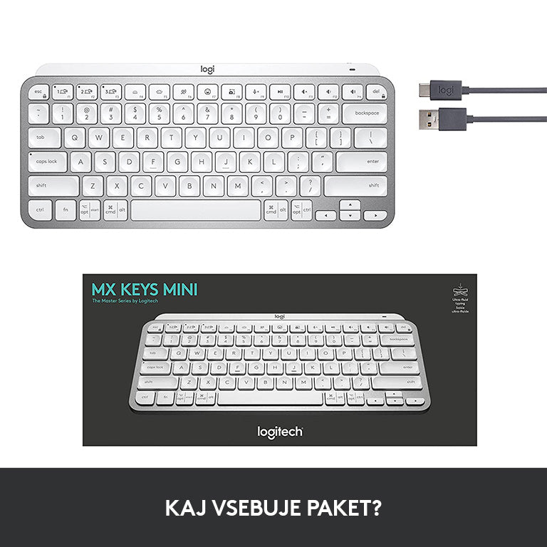 Tipkovnica Logitech MX Keys Mini, bela, SLO g.