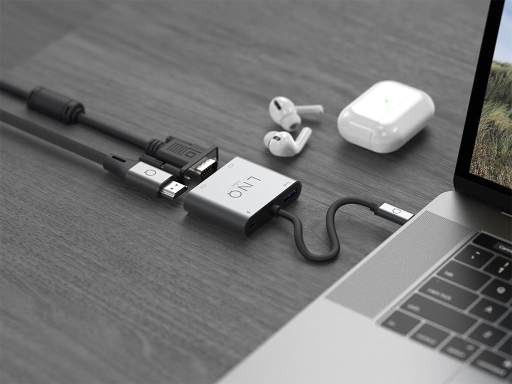 Priključna postaja LINQ 4 in 1, USB-C, HDMI 4K 60Hz, VGA 1080p 60Hz, USB-C PD 100W, USB 3.2, LQ48001
