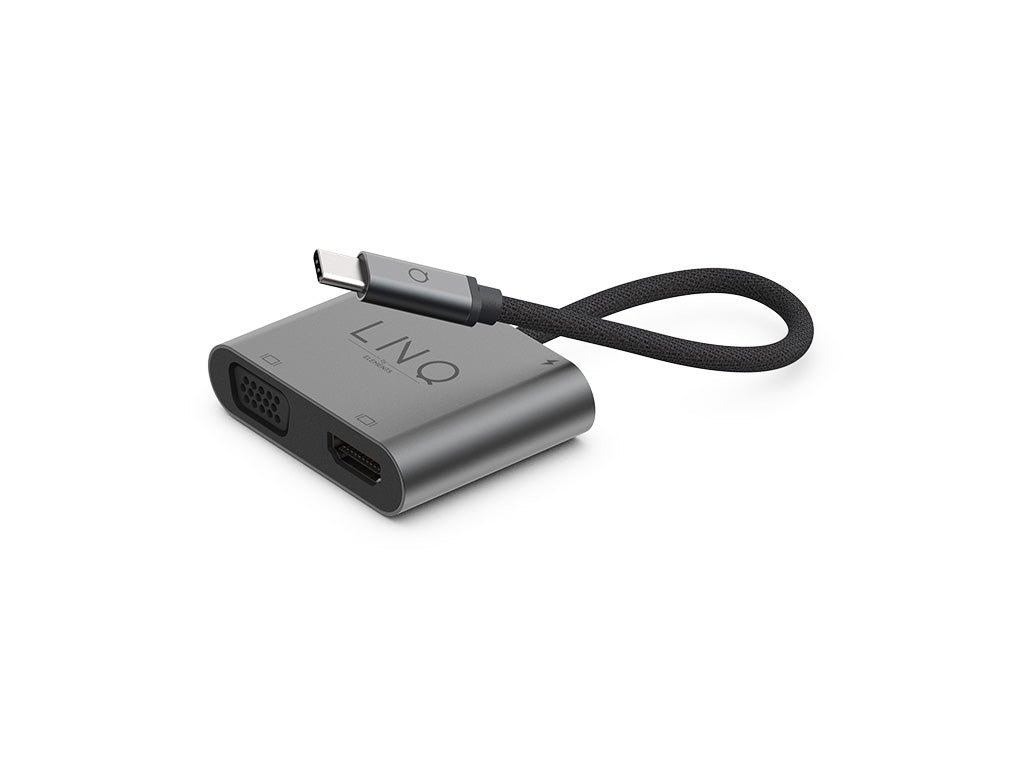 Priključna postaja LINQ 4 in 1, USB-C, HDMI 4K 60Hz, VGA 1080p 60Hz, USB-C PD 100W, USB 3.2, LQ48001