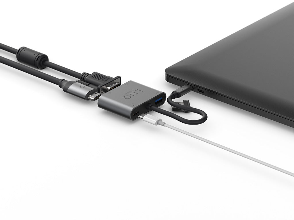 Priključna postaja LINQ 4 in 1, USB-C, HDMI 4K 60Hz, VGA 1080p 60Hz, USB-C PD 100W, USB 3.2, LQ48001