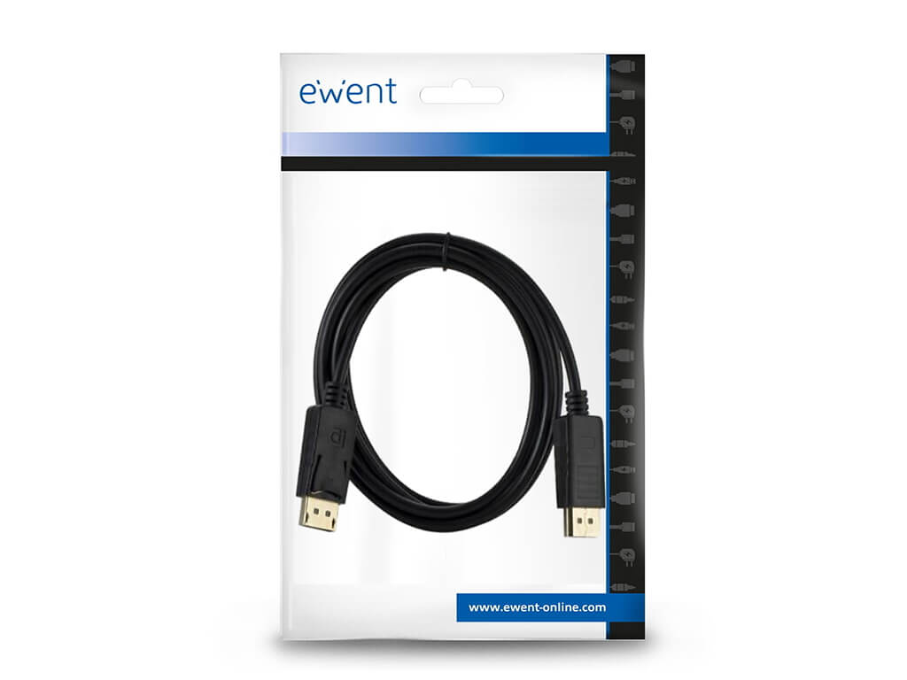 Kabel DisplayPort 1.4, M/M, 8K 60Hz, 4K 240Hz, Shielded, 2m, črn, Ewent EC1406