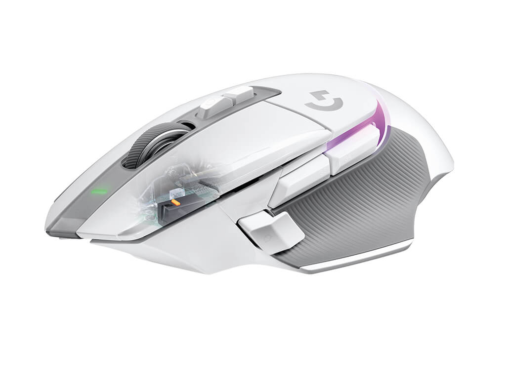 Miška Logitech G502 X PLUS, Wireless, RGB, bela, Premium