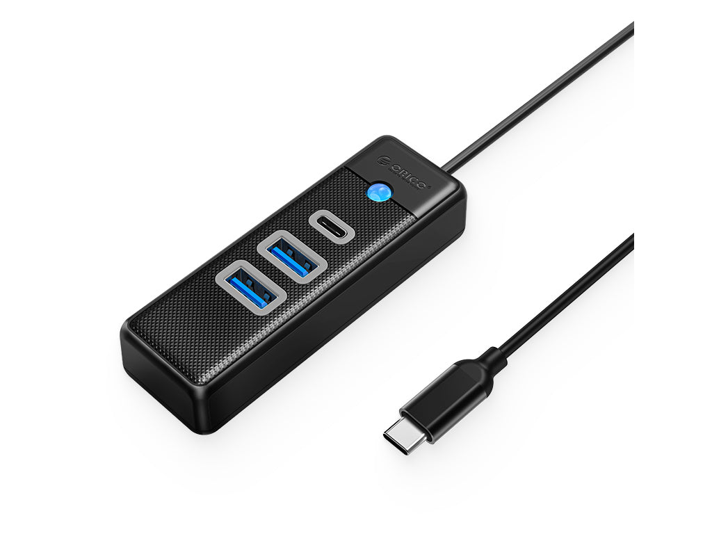 USB-C hub s 3 vhodi, 2x USB-A, 1x USB-C, USB 3.0, 0.15m, črn, ORICO PWC2U-C3-015