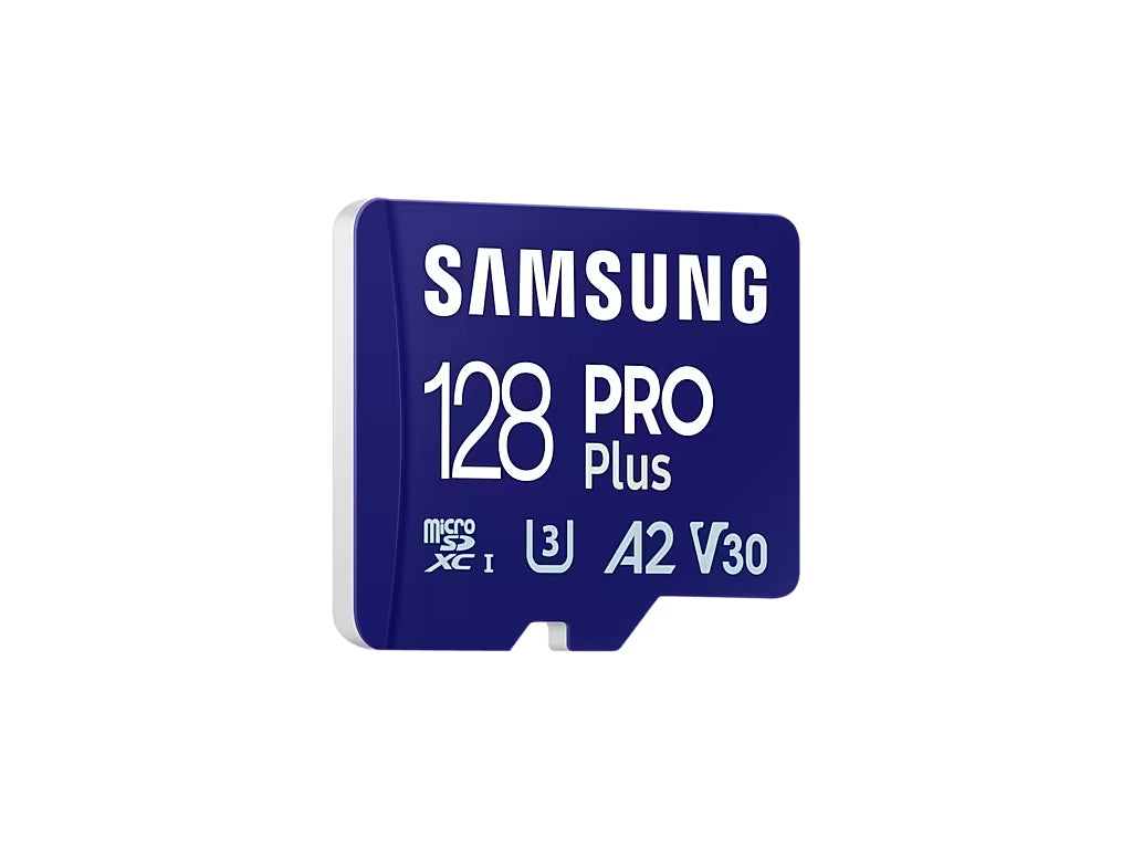 Spominska kartica Samsung PRO Plus micro SDXC, 128GB, 180MB/s, U3, V30, A2, UHS-I, z SD adapterjem