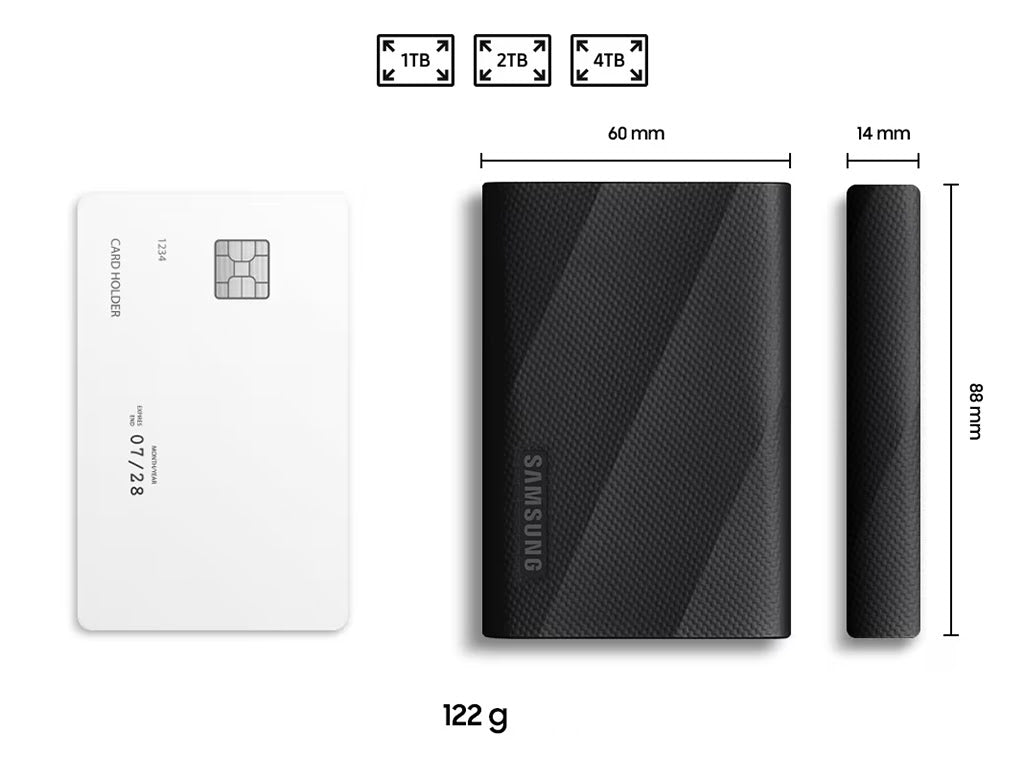Zunanji SSD 1TB Type-C USB 3.2 Gen2x2 V-NAND UASP, Samsung T9, črn (MU-PG1T0B/EU)