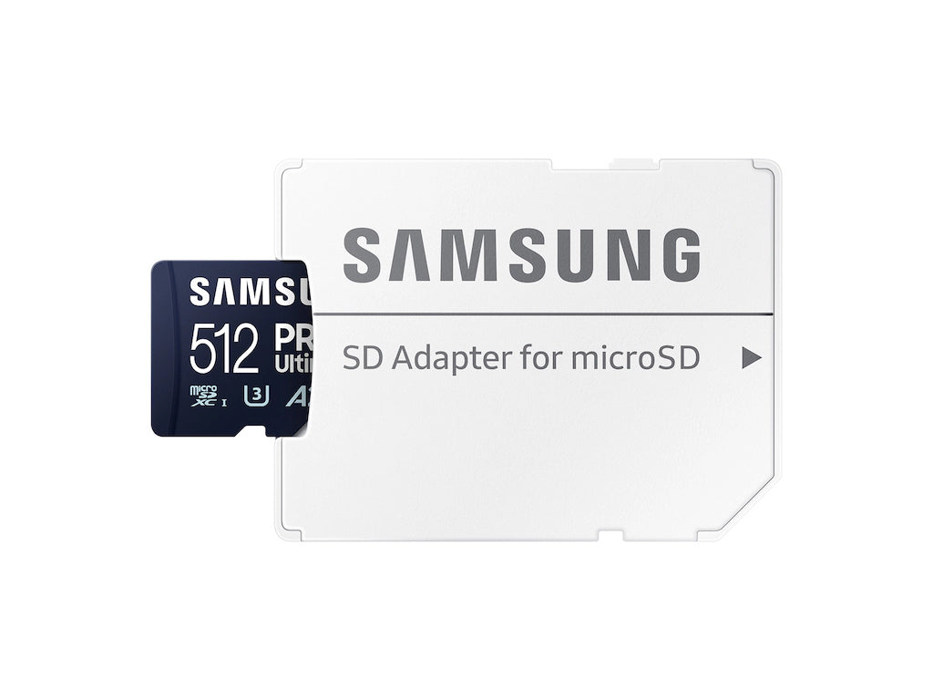 Spominska kartica Samsung PRO Ultimate, micro SDXC, 512GB, U3, V30, A2, UHS-I, z SD adapterjem