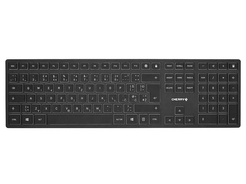 Tipkovnica Cherry KW 9100 Slim, črna, USB-C, UK SLO g.