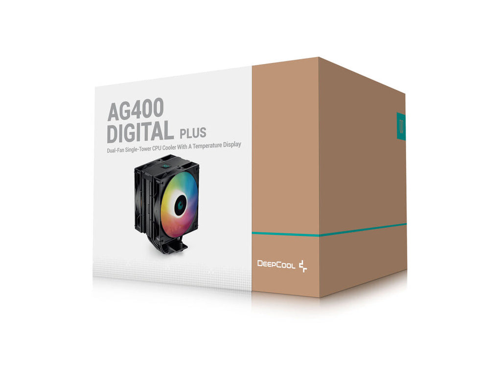 Hladilnik za procesor DeepCool AG400 Digital Plus ARGB, 2x 120mm, črn