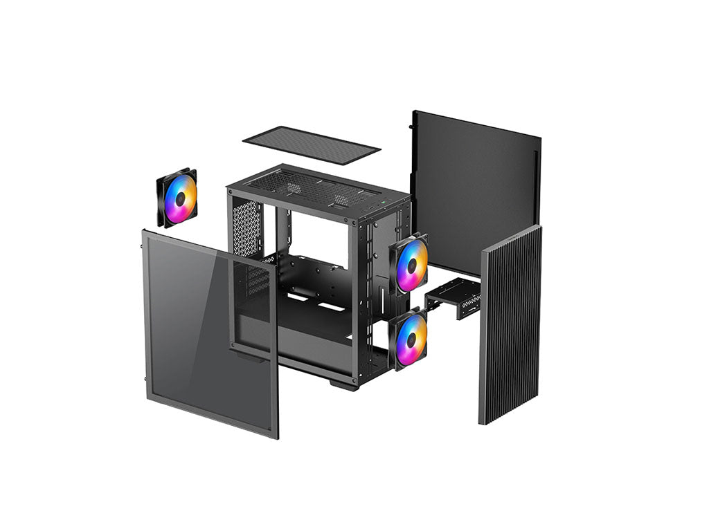 Računalniško ohišje DeepCool MATREXX 40 3FS, Micro-ATX, kaljeno steklo, črno