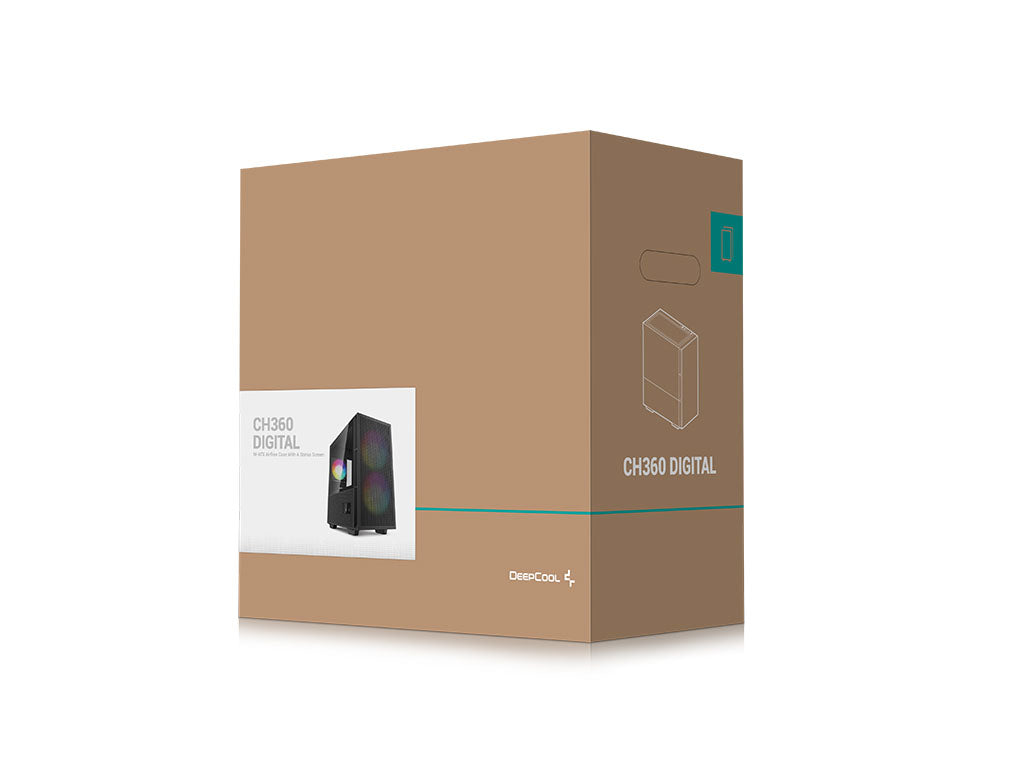 Računalniško ohišje DeepCool CH360 Digital, Micro-ATX, ARGB, LCD, kaljeno steklo, črno