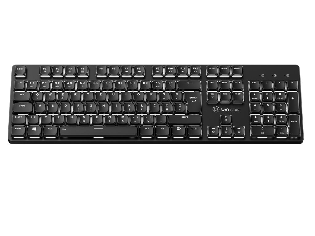 Tipkovnica UVI LEAF Wireless, Bluetooth 5.3, Tiha rdeča stikala, USB, SLO