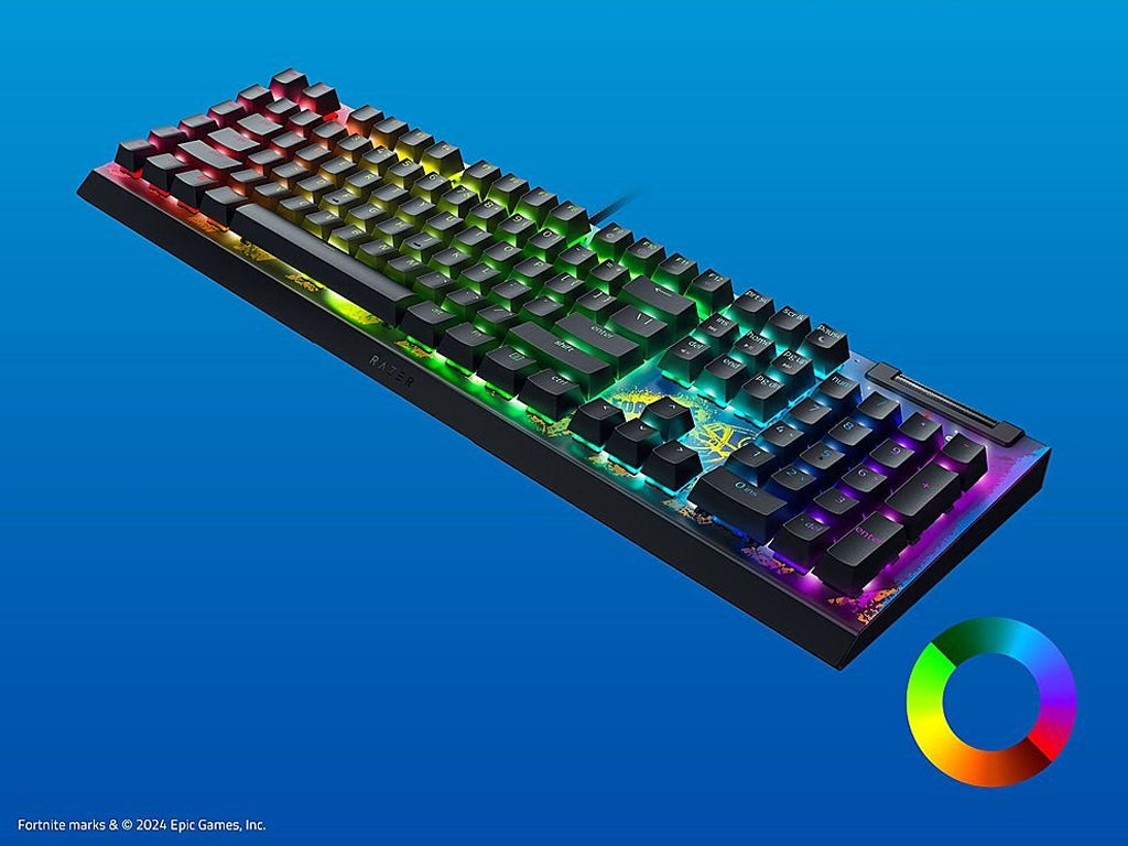 Tipkovnica Razer BlackWidow V4 X, rumena stikala, Fortnite Edition, US