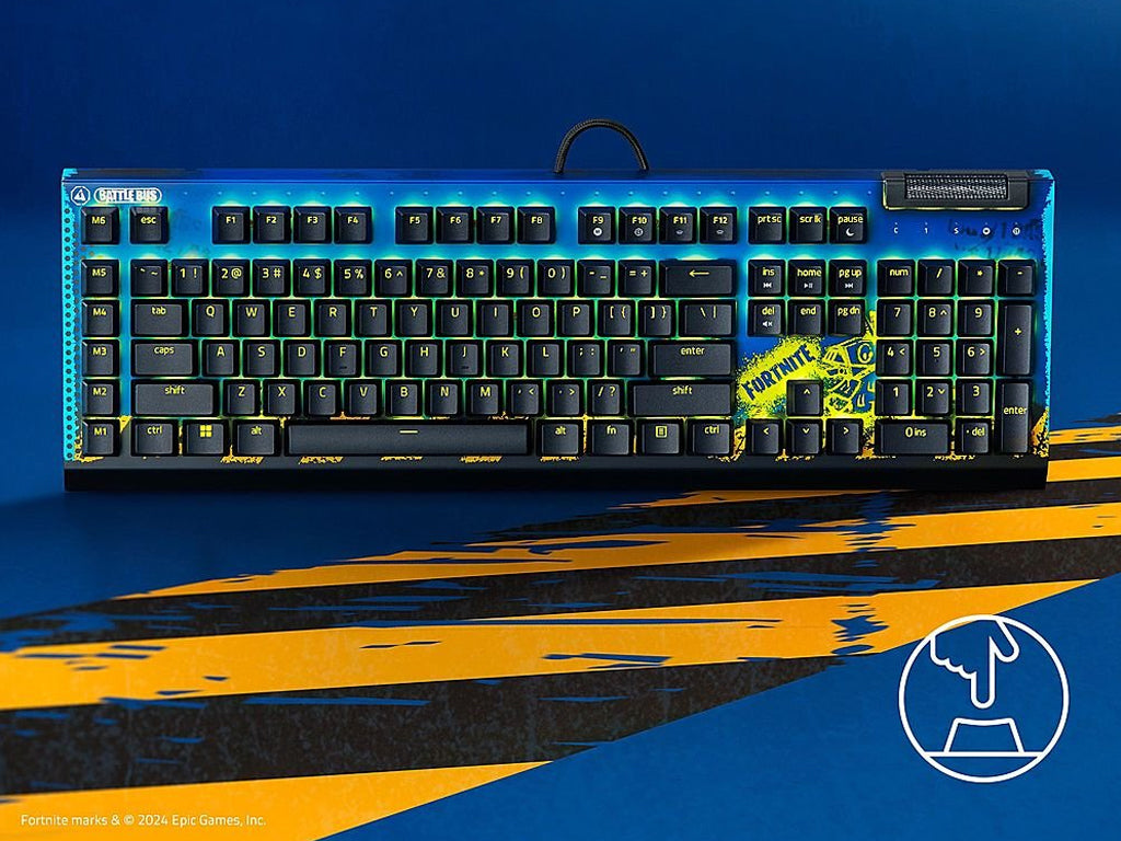 Tipkovnica Razer BlackWidow V4 X, rumena stikala, Fortnite Edition, US