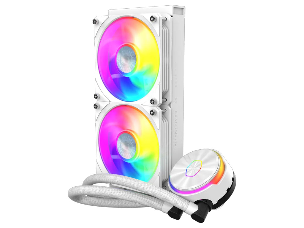 Komplet za tekočinsko hlajenje AIO Liquid Cooler Cooler Master MasterLiquid PL240 Flux, 240mm, ARGB, bel